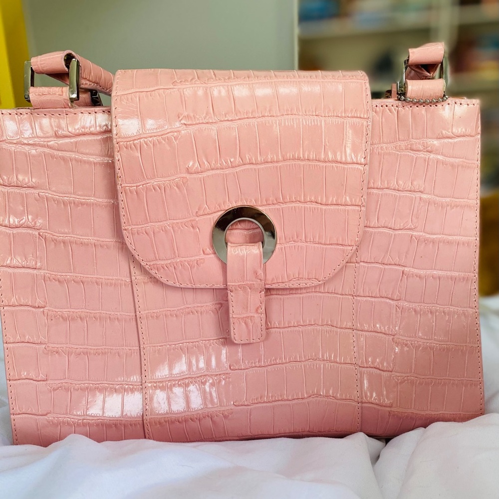 Bloomingdale’s Faux Croc Pink Bag